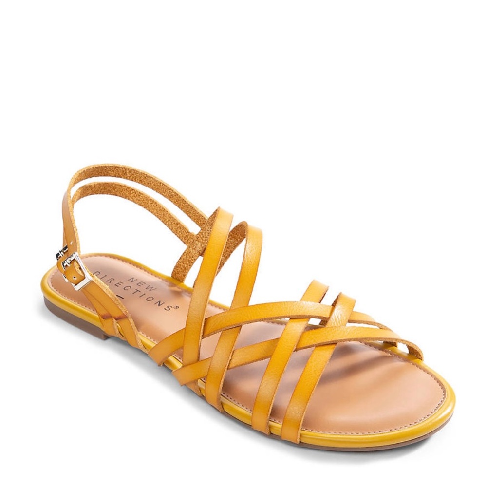 NEW DIRECTIONS JULIET Strappy Mustard Yellow Flat Sandals